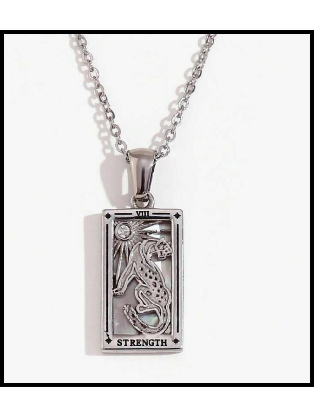 Strength tarot - Necklace - Silver - CZs - 18"